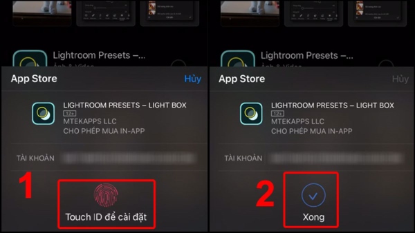 Bước 3: Xác nhận bằng Touch ID đã cài đặt ở bước 1 là hoàn thành tải ứng dụng.